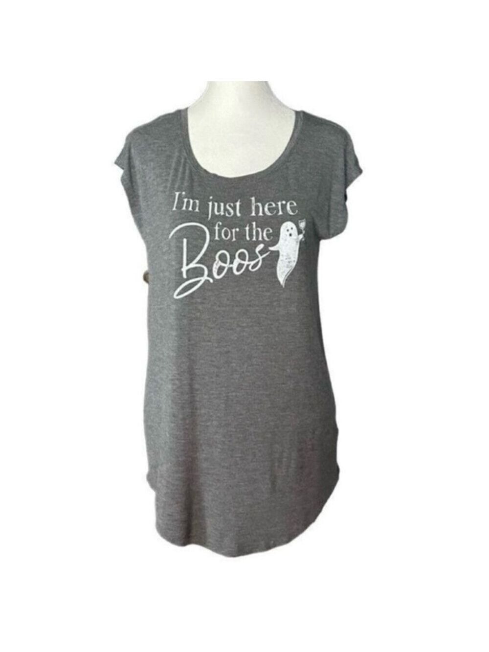 Maurices Here For The Boos Ghost Graphic Jersey Short Sleeve T-Shirt Gray Sz XS